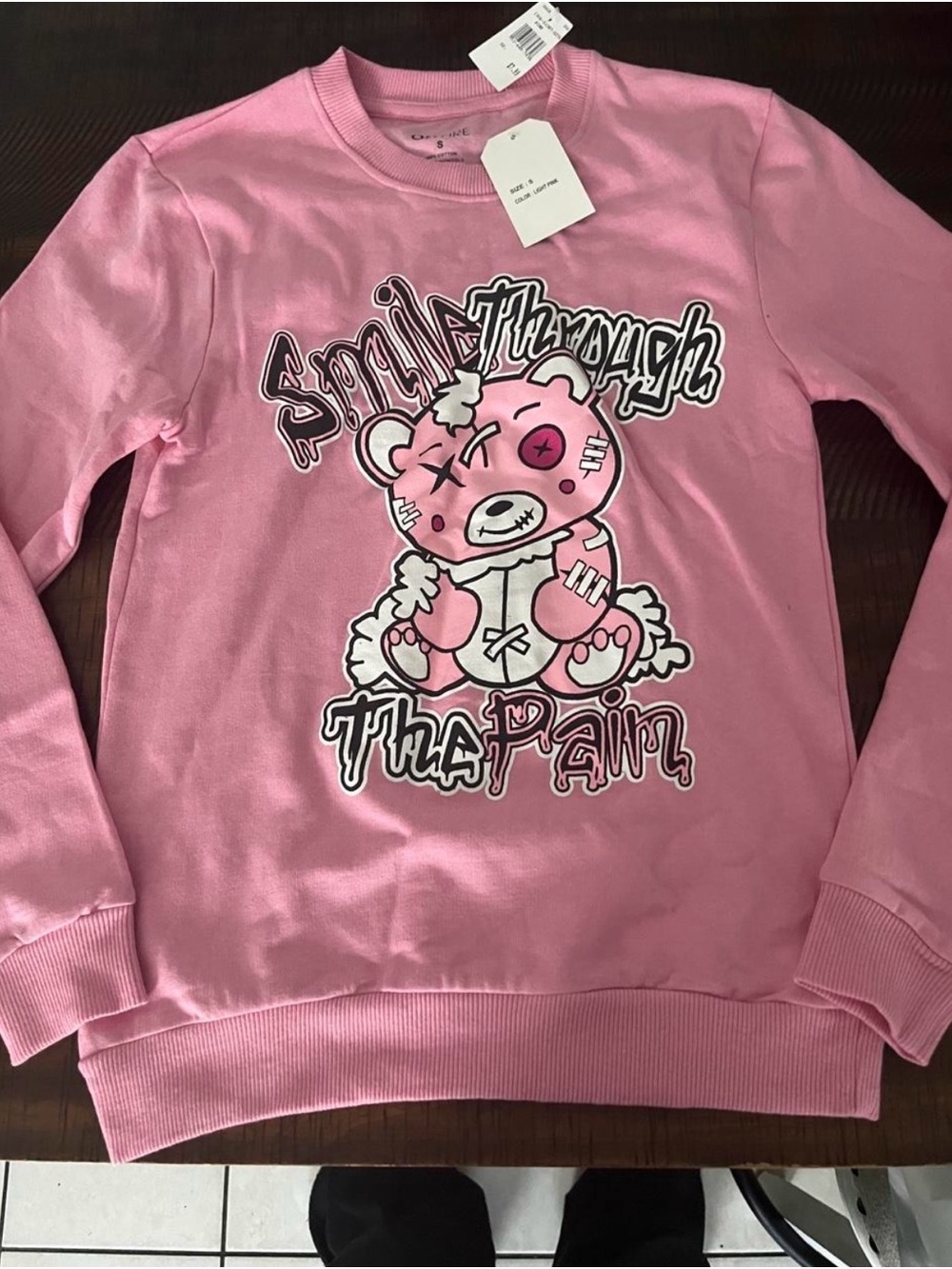 Rainbow Pink Teddy Graphic Sweatshirt